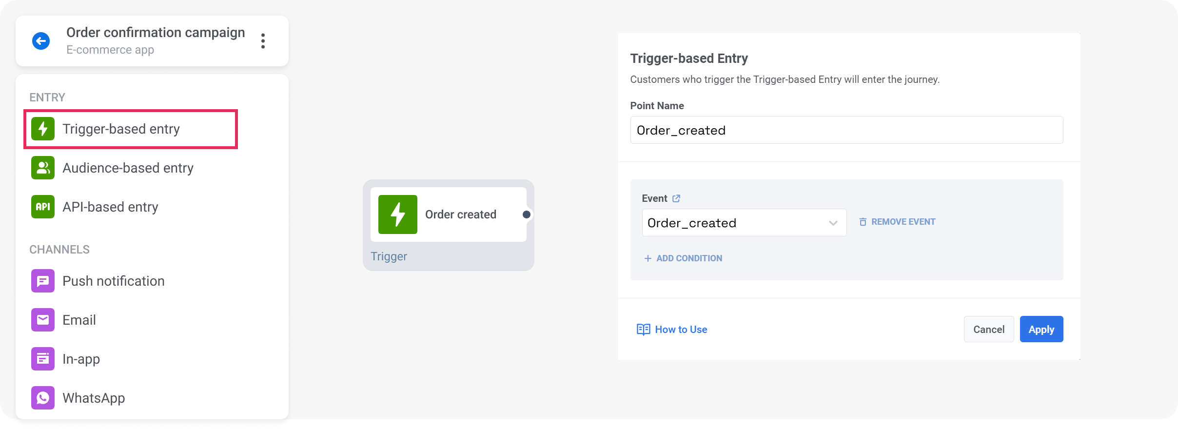 Transactional flow for order created push notification step 2